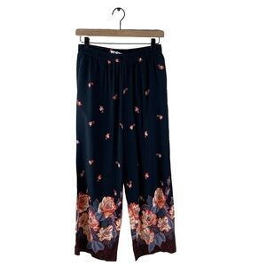Anthropologie Ett Twa Floral Cropped Wide Leg Pants